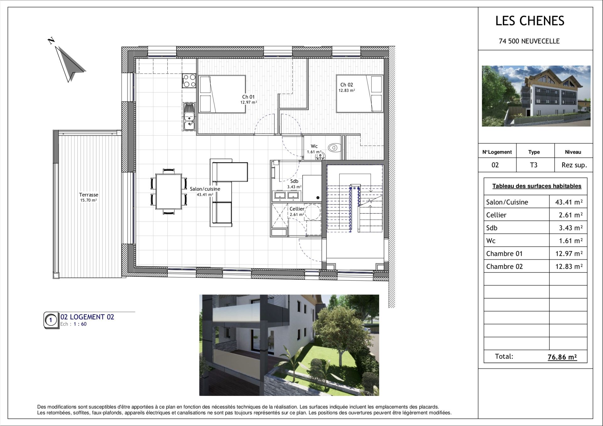 apartment 3 Rooms for sale on NEUVECELLE (74500)